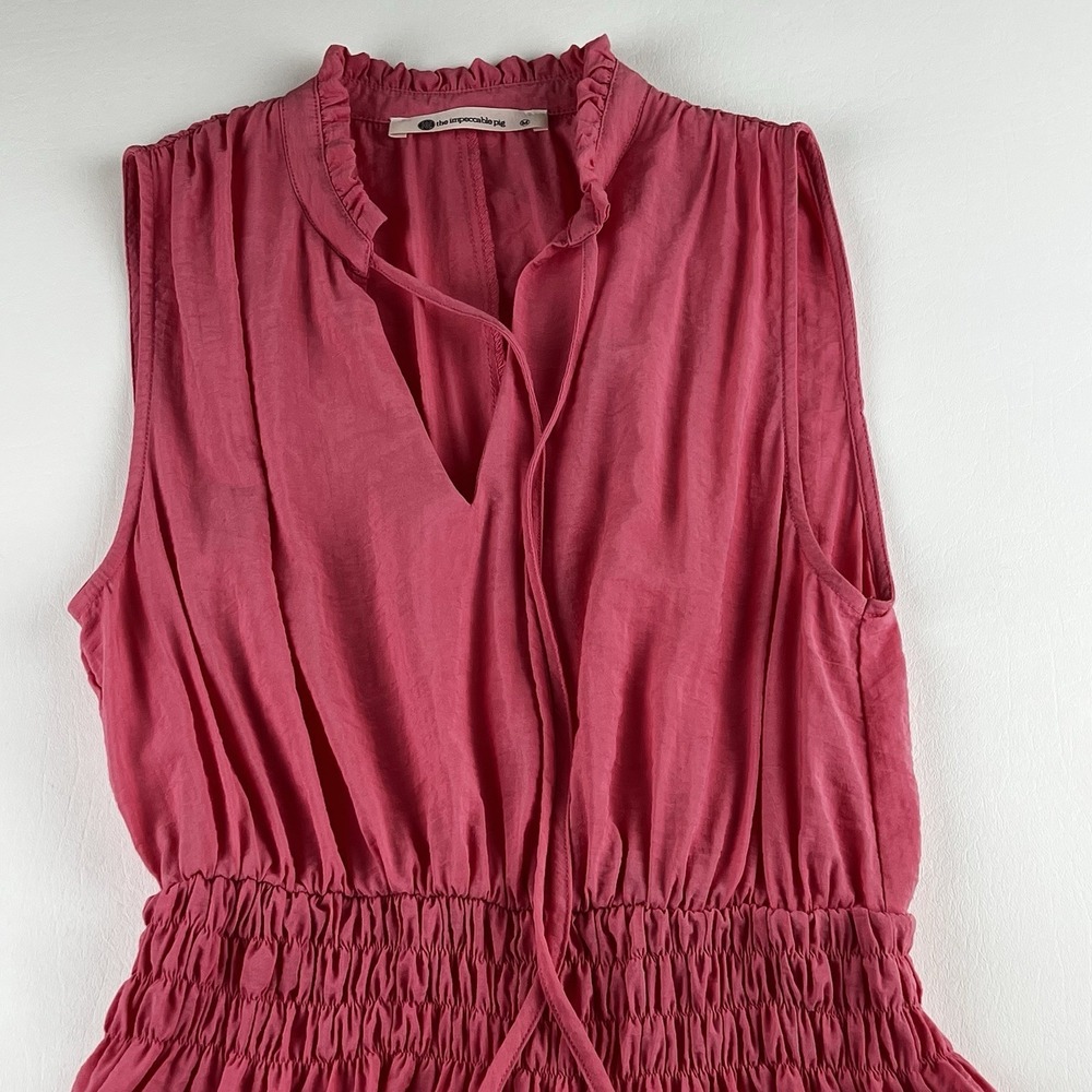 The Impeccable Pig Ruffle Sleeveless Top Pink Women's Sz M Boho - Picture 2 of 8